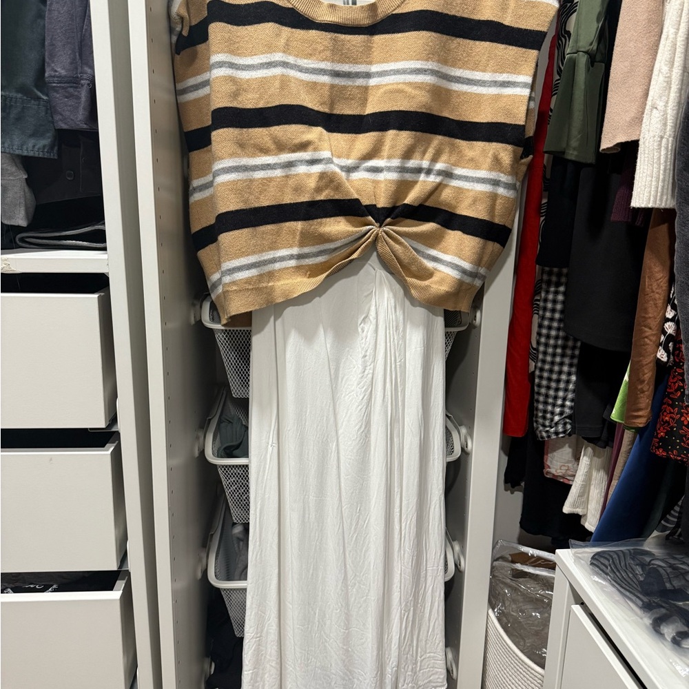 Anthropologie Thea twofer Tan and Black Striped Sweater dress